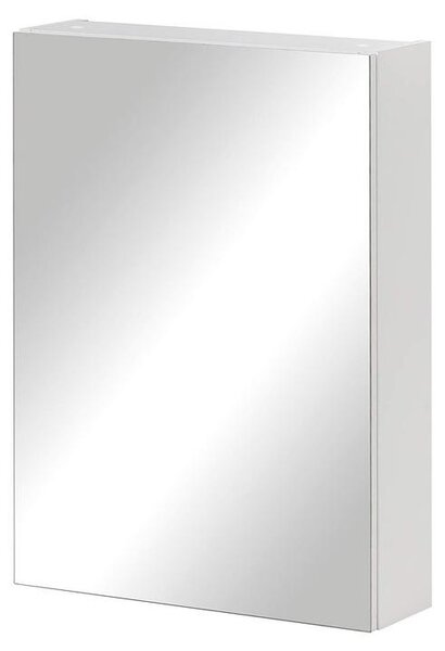 Lustro łazienkowe szafka - 50 x 70,7 x 16 cm - Biały połysk - Pojedyncze drzwi - Dwie regulowane półki szklane