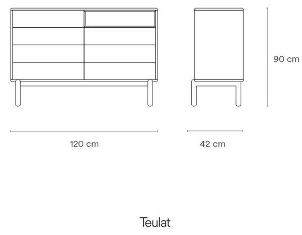 Ciemnoszara niska komoda 120x90 cm Corvo – Teulat