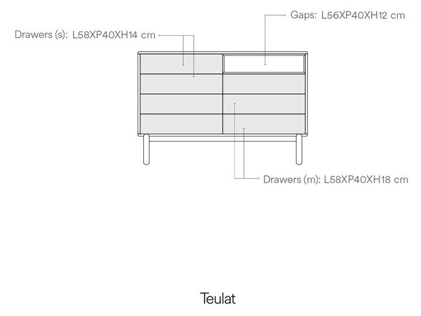 Ciemnoszara niska komoda 120x90 cm Corvo – Teulat