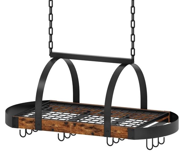 Wieszak sufitowy na garnki - Płyta wiórowa i metal - 110 kg - Czarny