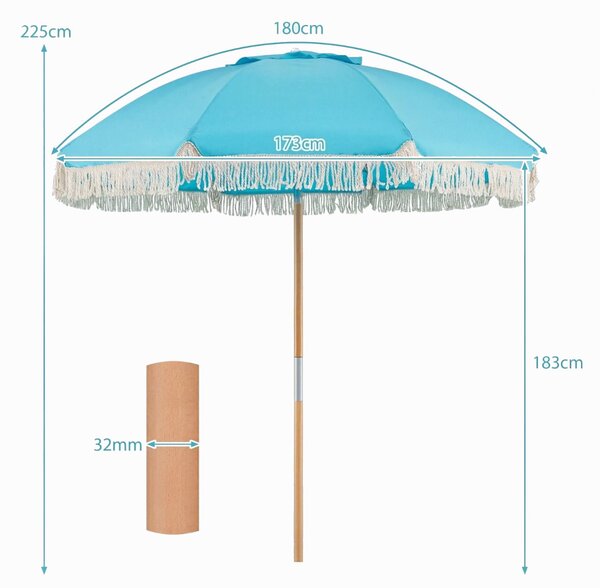 Parasol ogrodowy z frędzlami niebieski