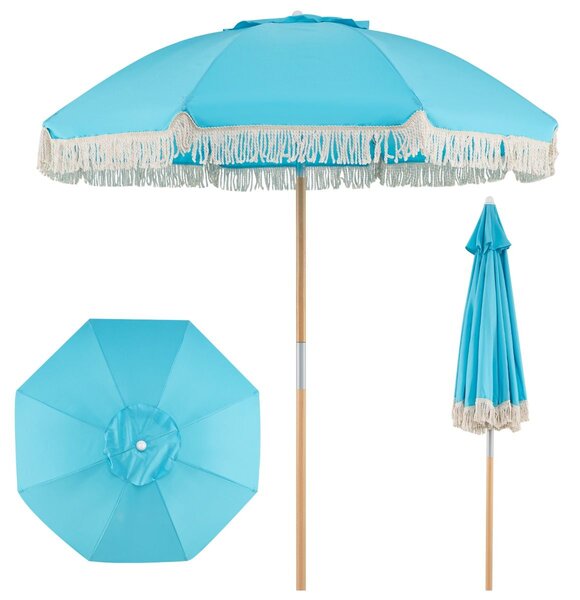 Parasol ogrodowy z frędzlami niebieski