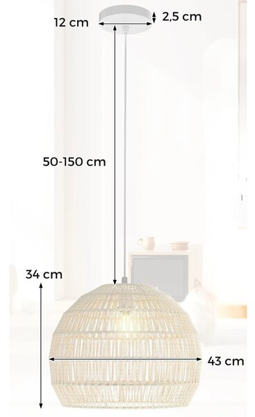Lampa sufitowa boho z regulowaną wysokością zawieszenia