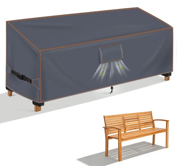 Pokrowiec na ławkę ogrodową - Wodoodporny 420D Oxford - 163 x 70 x 63/86 cm - Szary - Do 3-osobowych ław ogrodowych, ław lounge i ławek z polirattanu