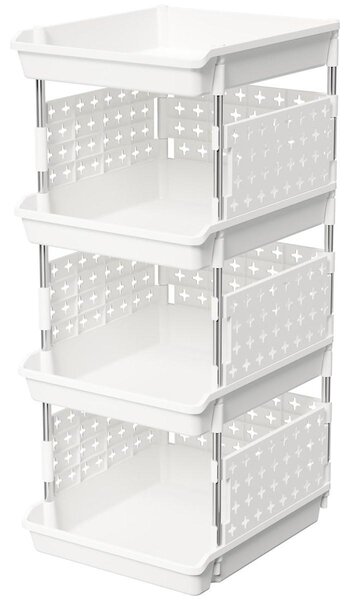 Organizer stojak - Stojak na pudełka - 4 poziomy - 35 x 30 x 72 cm - Biały