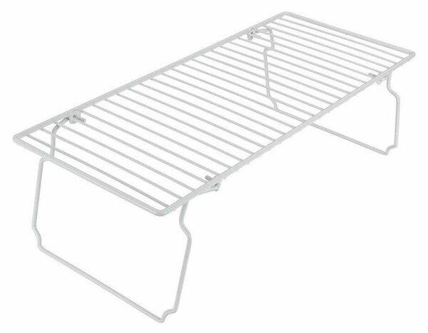 Półka kuchenna stojak na talerze - Składane nóżki - Metal powlekany - Srebrny - 47 x 21 x 14 cm - Do szafki kuchennej