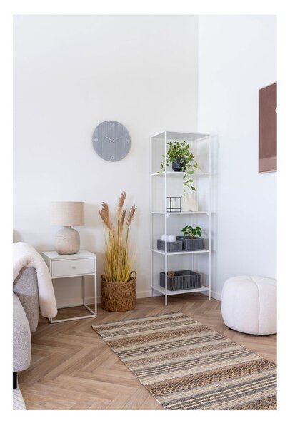 Biały puf z materiału bouclé Paisley – House Nordic