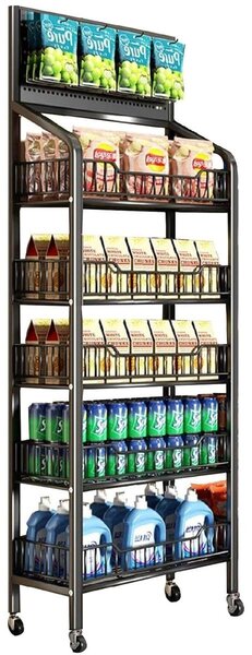 Regał wielofunkcyjny 5 półek na kółkach - Czarny - 60 x 26 x 16 cm - Organizer do przechowywania