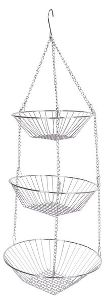 Wiszący organizer do kuchni - zestaw 3 koszyków - metal - srebrny - 8,0 x 25,0 x 25,0 cm - Do kuchni i łazienki