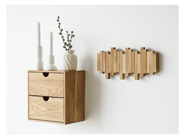 Wieszak ścienny z litego drewna dębowego w naturalnym kolorze 3 cm Caltra – House Nordic