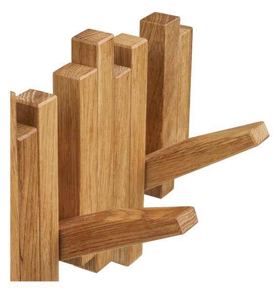 Wieszak ścienny z litego drewna dębowego w naturalnym kolorze 3 cm Caltra – House Nordic
