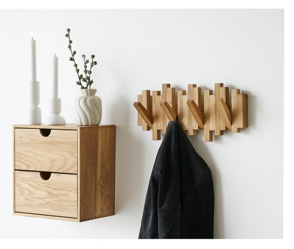Wieszak ścienny z litego drewna dębowego w naturalnym kolorze 3 cm Caltra – House Nordic