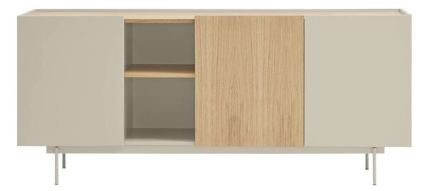 Beżowo-naturalna niska komoda w dekorze dębu 180x78 cm Otto – Teulat