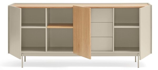 Beżowo-naturalna niska komoda w dekorze dębu 180x78 cm Otto – Teulat