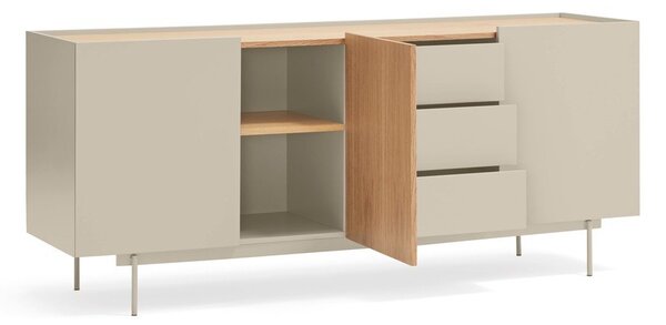 Beżowo-naturalna niska komoda w dekorze dębu 180x78 cm Otto – Teulat