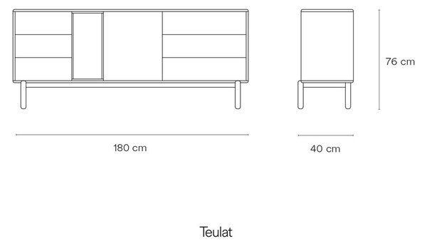 Ciemnoszara wysoka komoda 180x76 cm Corvo – Teulat