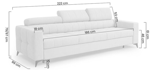 Sofa Nardo z funkcją spania - jasny beżowy szenil Vibe 06