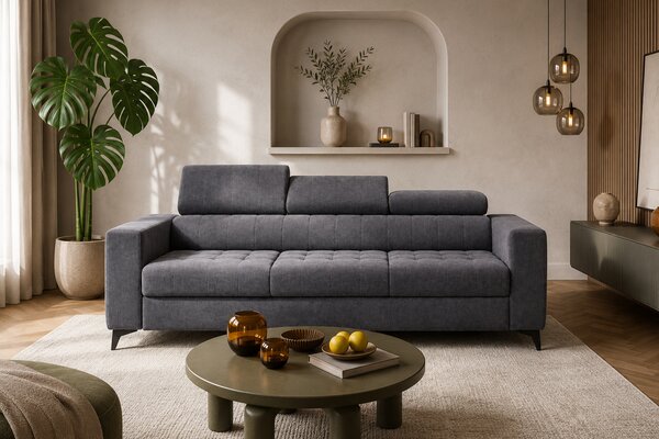 Sofa Nardo z funkcją spania - szary szenil Vibe 95