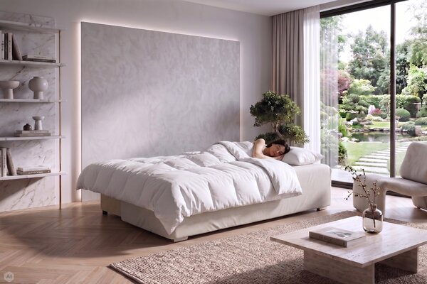 Kanapa sofa rozkładana z funkcją spania Lunera 2 strukturalna Beżowa