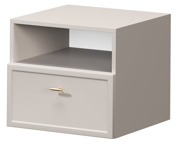 Szafka nocna wisząca Lorini z szufladą 45 cm - kaszmir / złoty uchwyt T-bar
