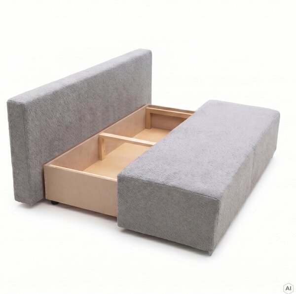 Kanapa sofa rozkładana z funkcją spania Lunera 2 boucle baranek Grafitowa