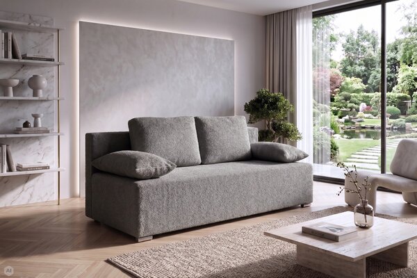 Kanapa sofa rozkładana z funkcją spania Lunera 2 boucle baranek Grafitowa
