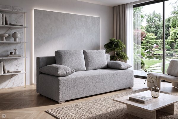Kanapa sofa rozkładana z funkcją spania Lunera 2 boucle baranek Szara