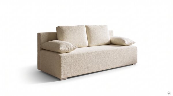 Kanapa sofa rozkładana z funkcją spania Lunera 2 boucle baranek Kremowa