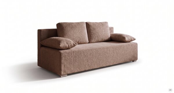 Kanapa sofa rozkładana z funkcją spania Lunera 2 boucle baranek Brązowa