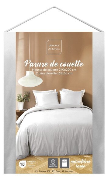 Biała pościel dwuosobowa z mikrowłókna 3-częściowa 240x220 cm Liam – douceur d'intérieur