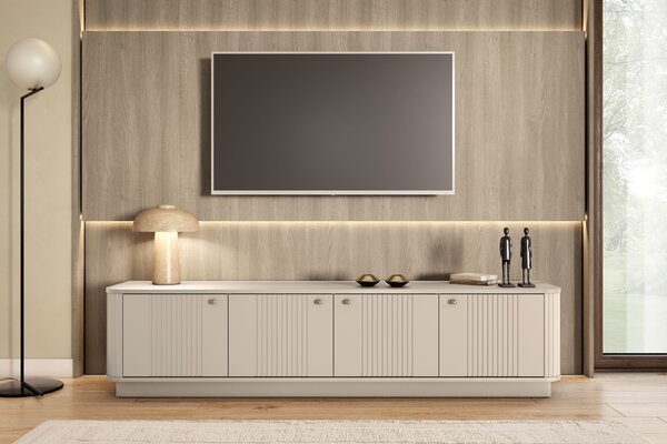 Szafka RTV Vesper 4D 187 cm - kaszmir / złote uchwyty