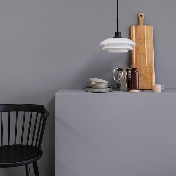 Dyberg Larsen Lampa wisząca szklana DL20, możliwość ściemniania, biały / opal, salon / jadalnia, szkło, skandynawski