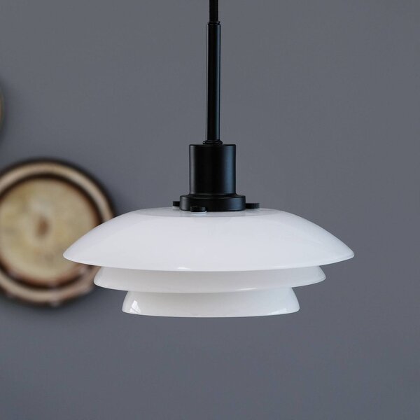 Dyberg Larsen Lampa wisząca szklana DL20, możliwość ściemniania, biały / opal, salon / jadalnia, szkło, skandynawski