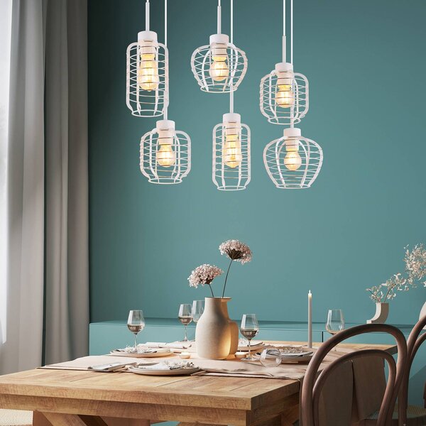 Globo Lampa wisząca Nesa, możliwość ściemniania, biały / opal, salon / jadalnia, metal