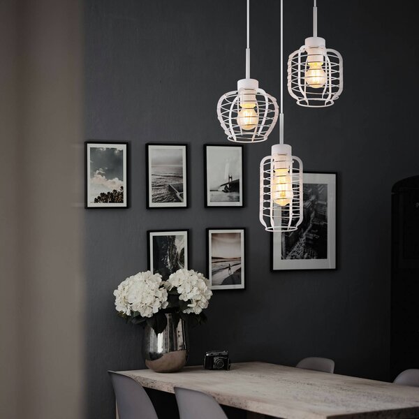 Globo Lampa wisząca Nesa, możliwość ściemniania, biały / opal, salon / jadalnia, metal