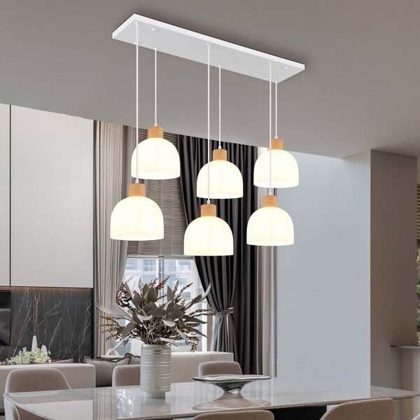 Globo Lampa wisząca Swanson, możliwość ściemniania, biały / opal, salon / jadalnia, szkło