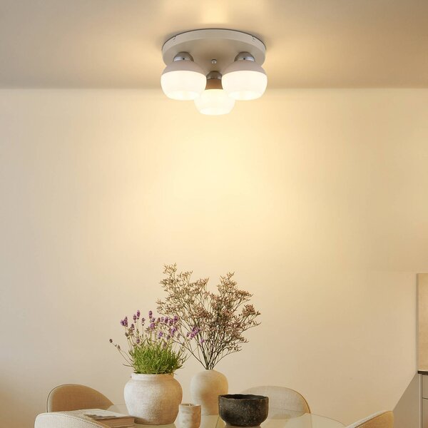 Globo Lampa sufitowa Ragusa, możliwość ściemniania, biały / opal, salon / jadalnia, metal