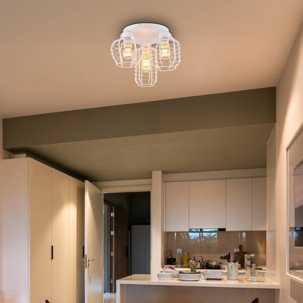 Globo Lampa sufitowa Nesa, możliwość ściemniania, biały / opal, salon / jadalnia, metal