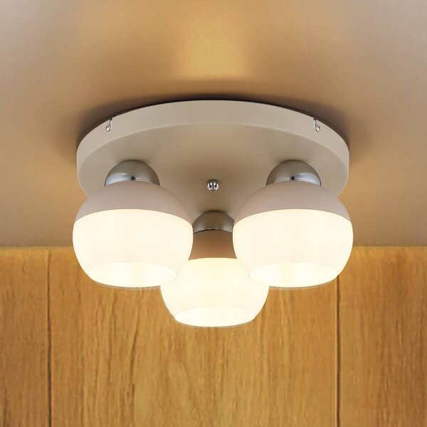 Globo Lampa sufitowa Ragusa, możliwość ściemniania, biały / opal, salon / jadalnia, metal