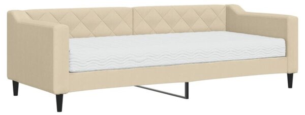Sofa z materacem do spania, kremowa, 80x200 cm, tkanina
