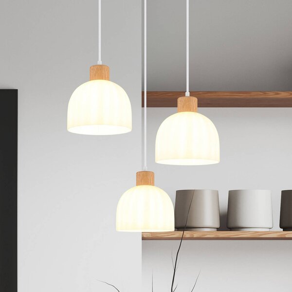 Globo Lampa wisząca Swanson, możliwość ściemniania, biały / opal, salon / jadalnia, szkło