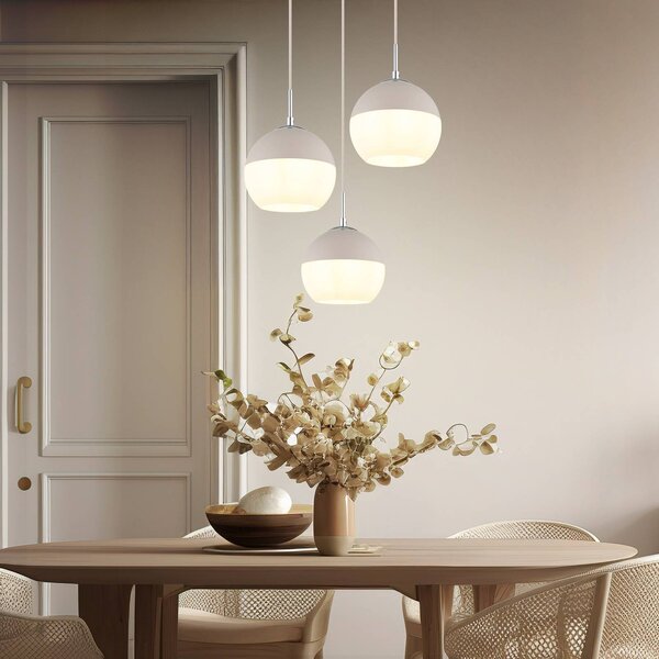 Globo Lampa wisząca Ragusa, możliwość ściemniania, biały / opal, salon / jadalnia, metal