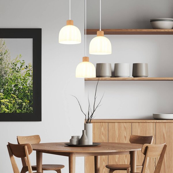Globo Lampa wisząca Swanson, możliwość ściemniania, biały / opal, salon / jadalnia, szkło