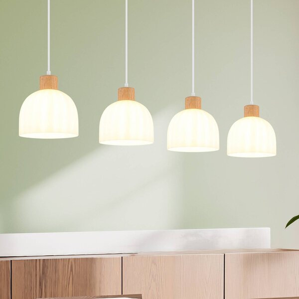 Globo Lampa wisząca Swanson, możliwość ściemniania, biały / opal, salon / jadalnia, szkło