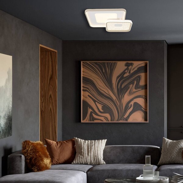 Globo Lampa sufitowa Mosaiko, możliwość ściemniania, kremowy / amber, salon / jadalnia, metal, nowoczesny