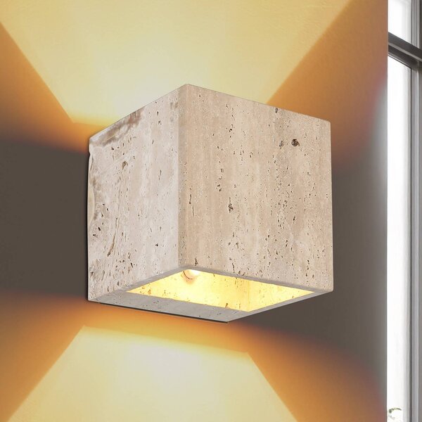 Globo Kinkiet Rojas, kremowy / amber, salon / jadalnia, kamień