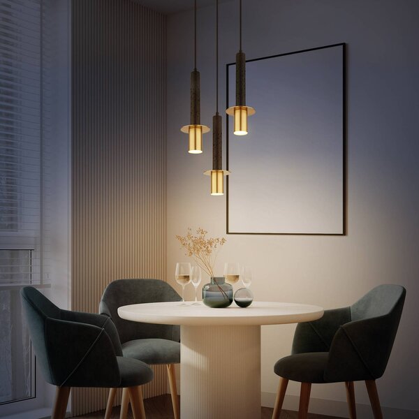 Globo Lampa wisząca Shanna, możliwość ściemniania, czarny, salon / jadalnia, kamień