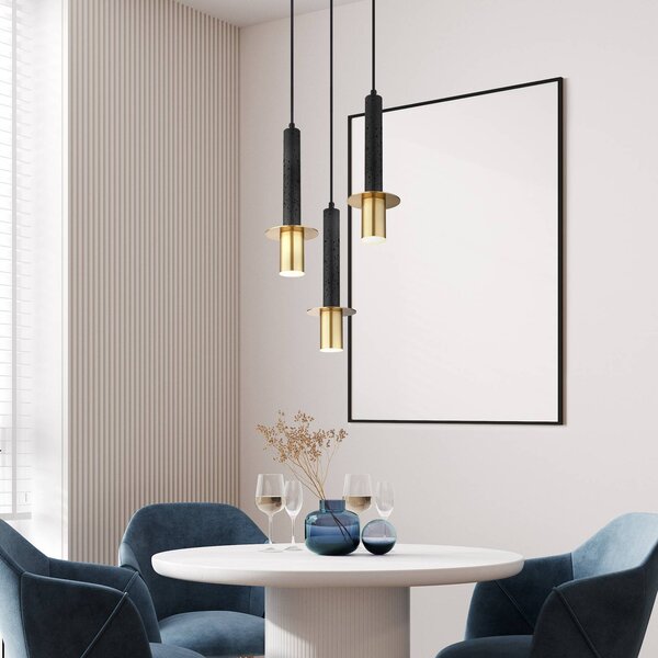 Globo Lampa wisząca Shanna, możliwość ściemniania, czarny, salon / jadalnia, kamień