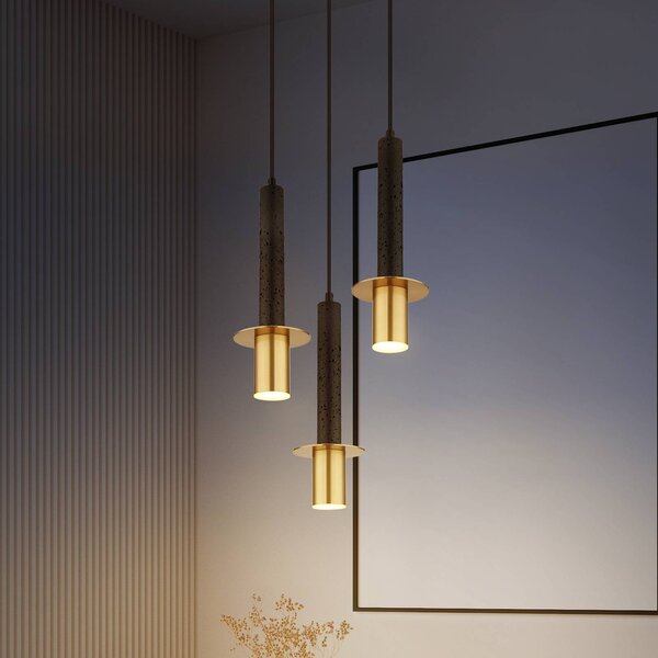 Globo Lampa wisząca Shanna, możliwość ściemniania, czarny, salon / jadalnia, kamień