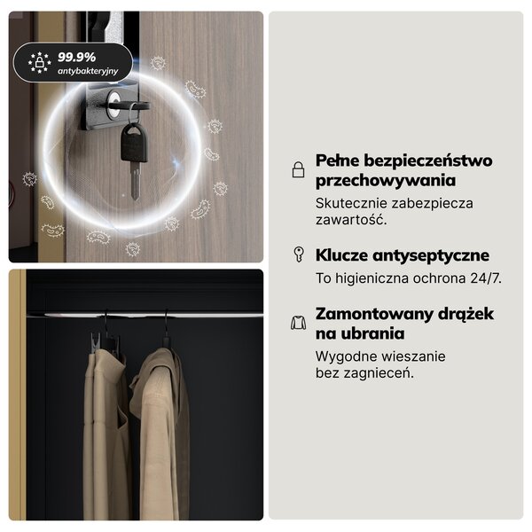 Szafa metalowa wielofunkcyjna antracytowa/orzech, 900x1850x450 mm: DAWID Eco Design